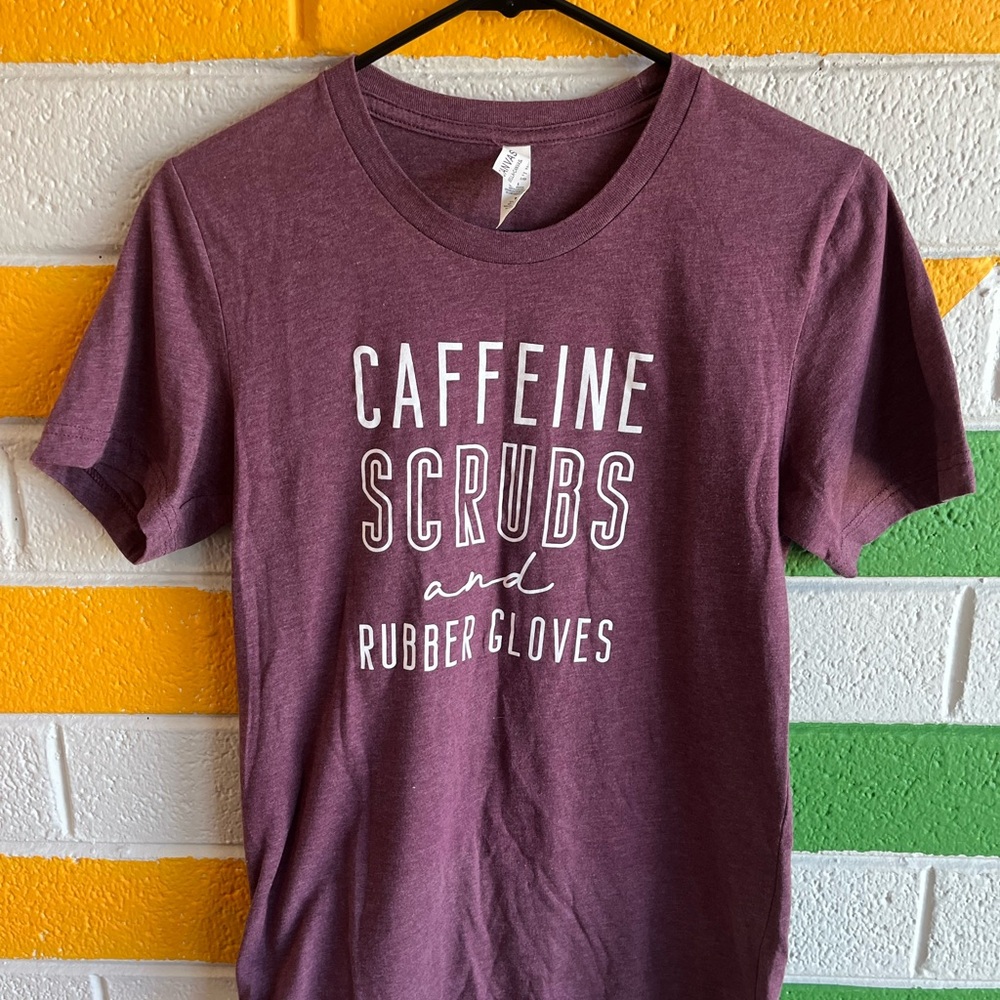 Caffeine Scrubs and Rubber Gloves Women’s Purple T-Shirt